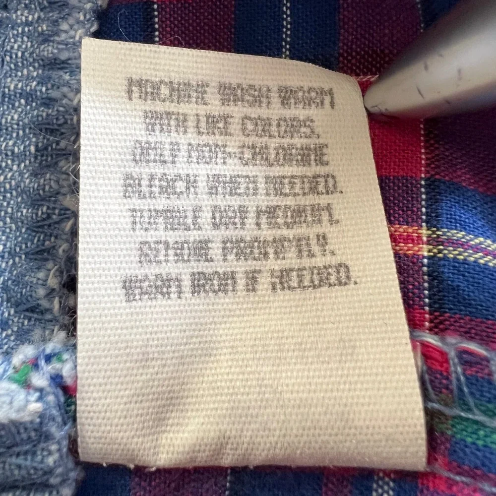 Vintage 90s Oshkosh B'gosh Girls Denim Heart Plaid Pinafore Jumper Dress Size 6